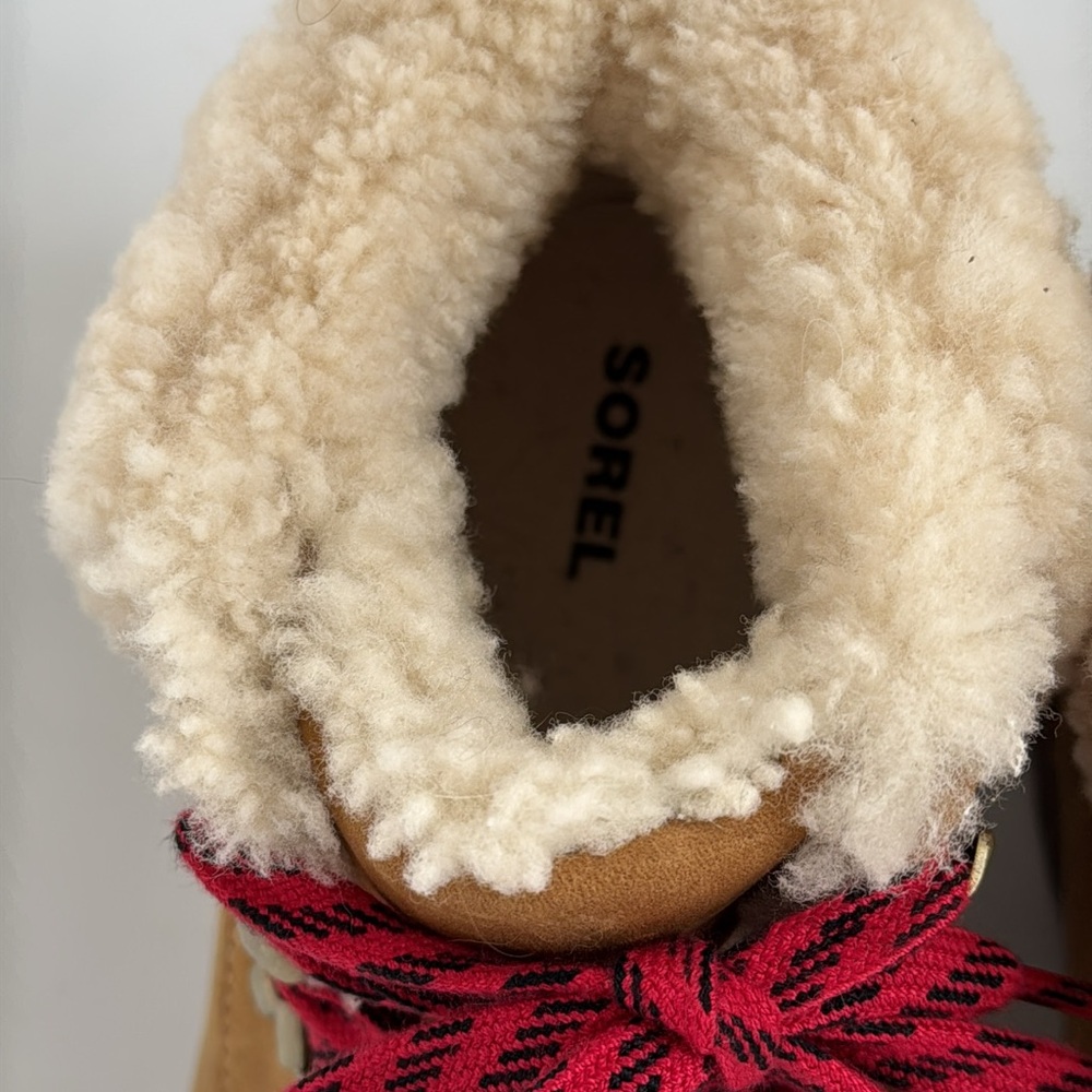 Sorel Ainsley Conquest Brown Lace Up Leather & Shearling Ankle Boots 9 M - Picture 4 of 13